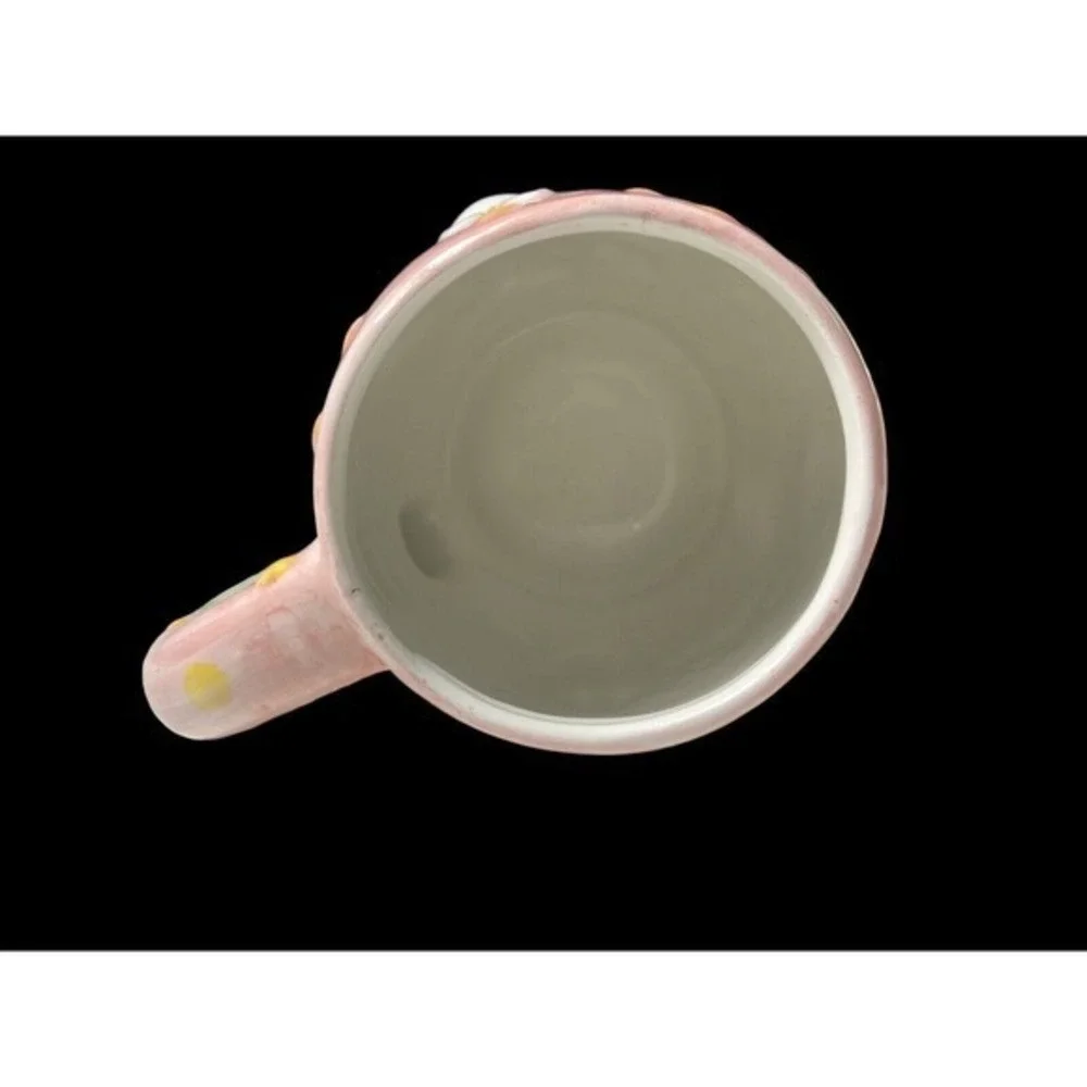 Vintage 2004 Ceramic Easter Bunny Mug Bunny Basket Jar Pink‎ Egg Collectibles
